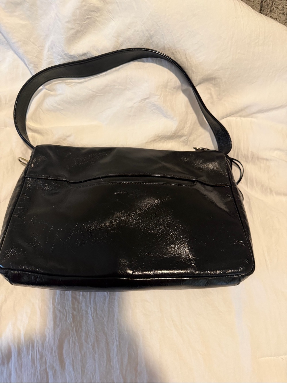 HOBO Black Patent Mini Shoulder Bag with Single Strap